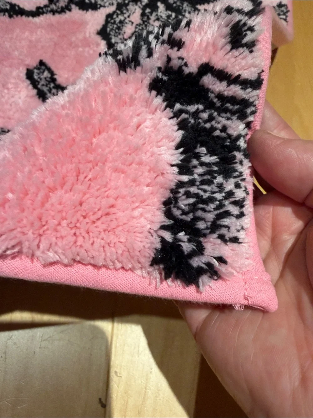 Betsy Johnson Pink and Black Floral Bath Rug by